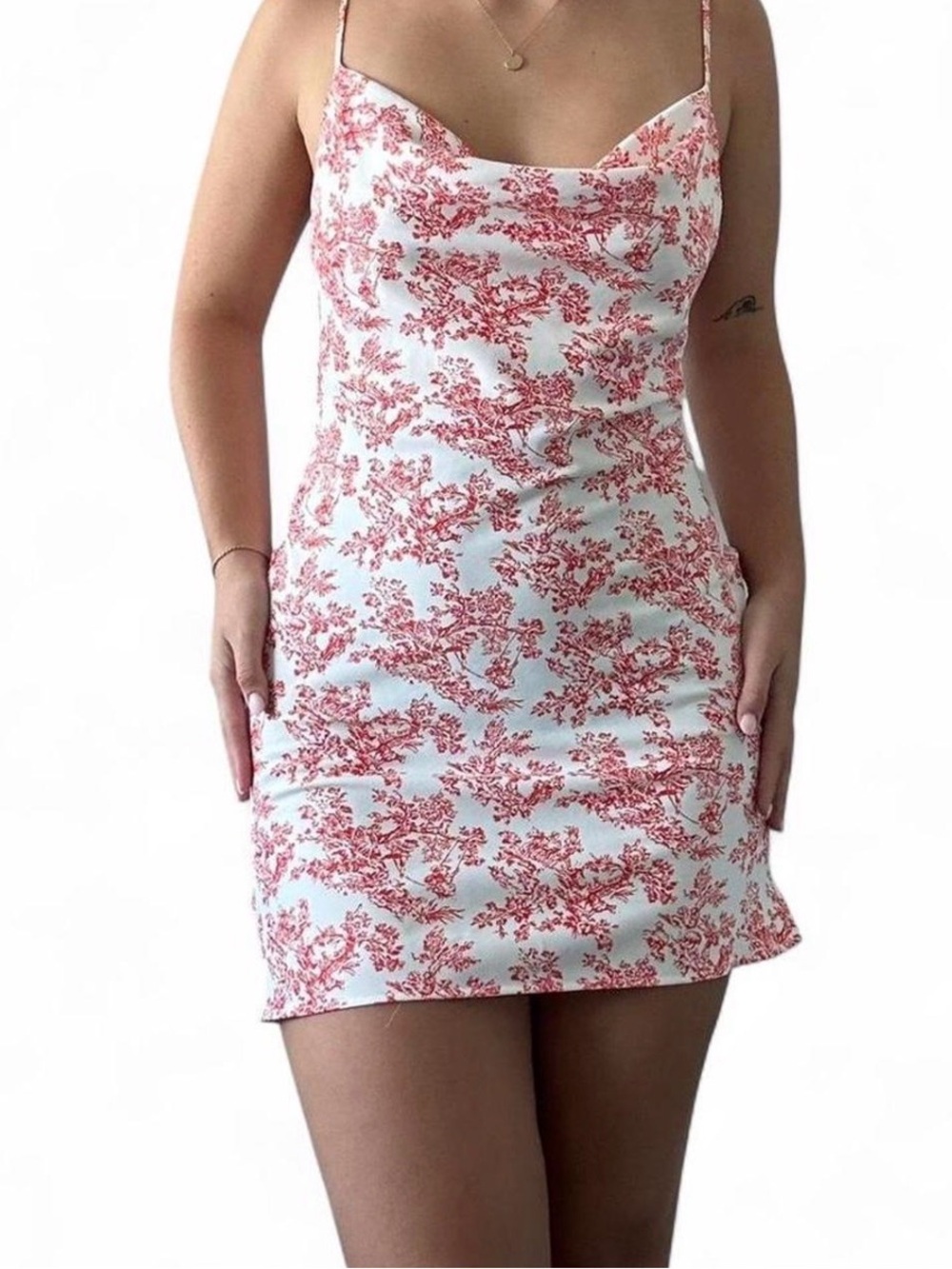 Urban Outfitters White Mini Dress with Red Floral Print